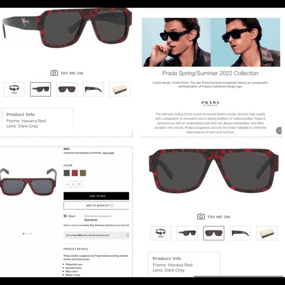 PRADA AVIATORS 2022 COLLECTION WITH THE PRADA ICONIC TRIANGLE LOGO SUNGLASSES - Picture 9 of 16